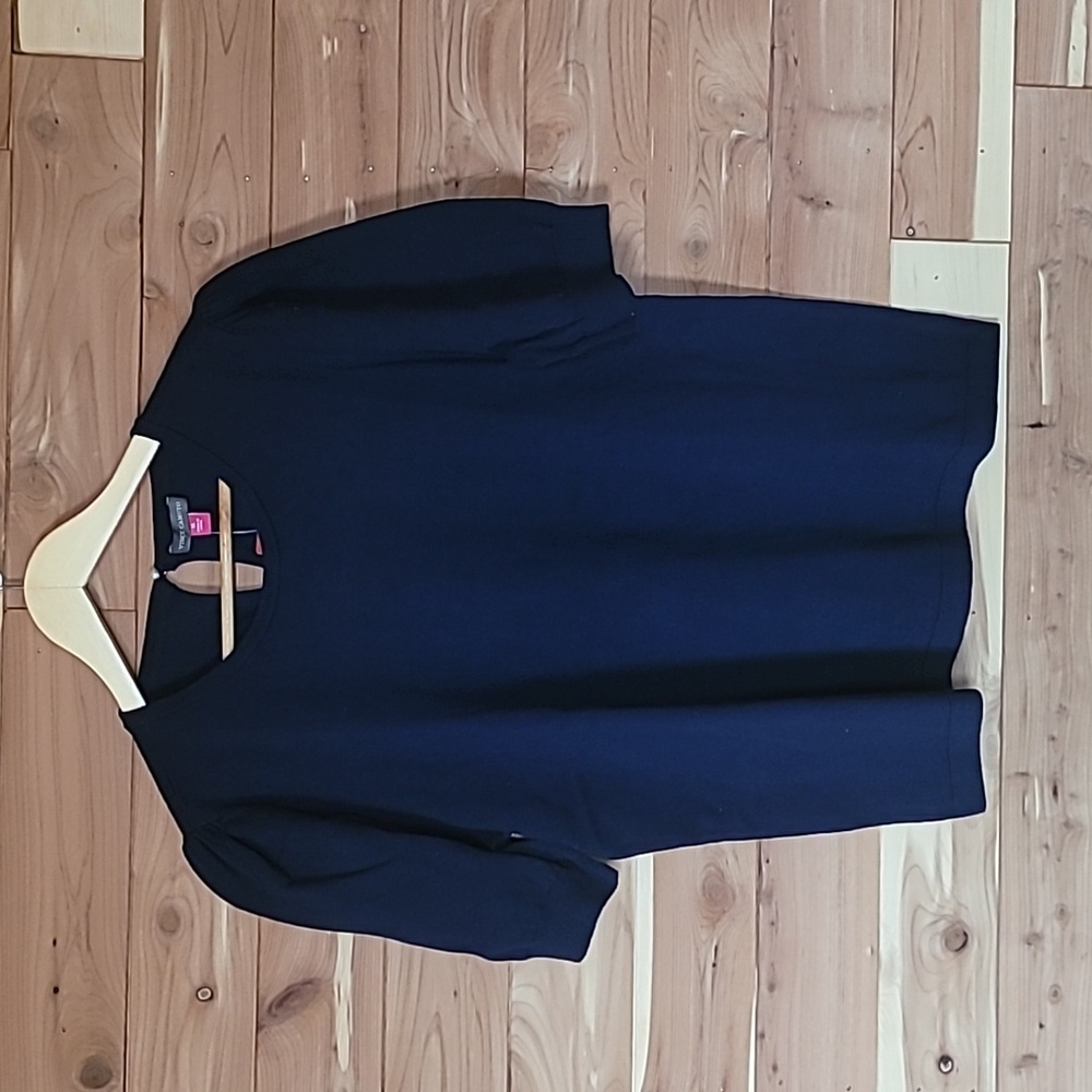Vince Camuto Sweater Blouse Top, Size XL, Navy Blue, Pearl Button, Soft